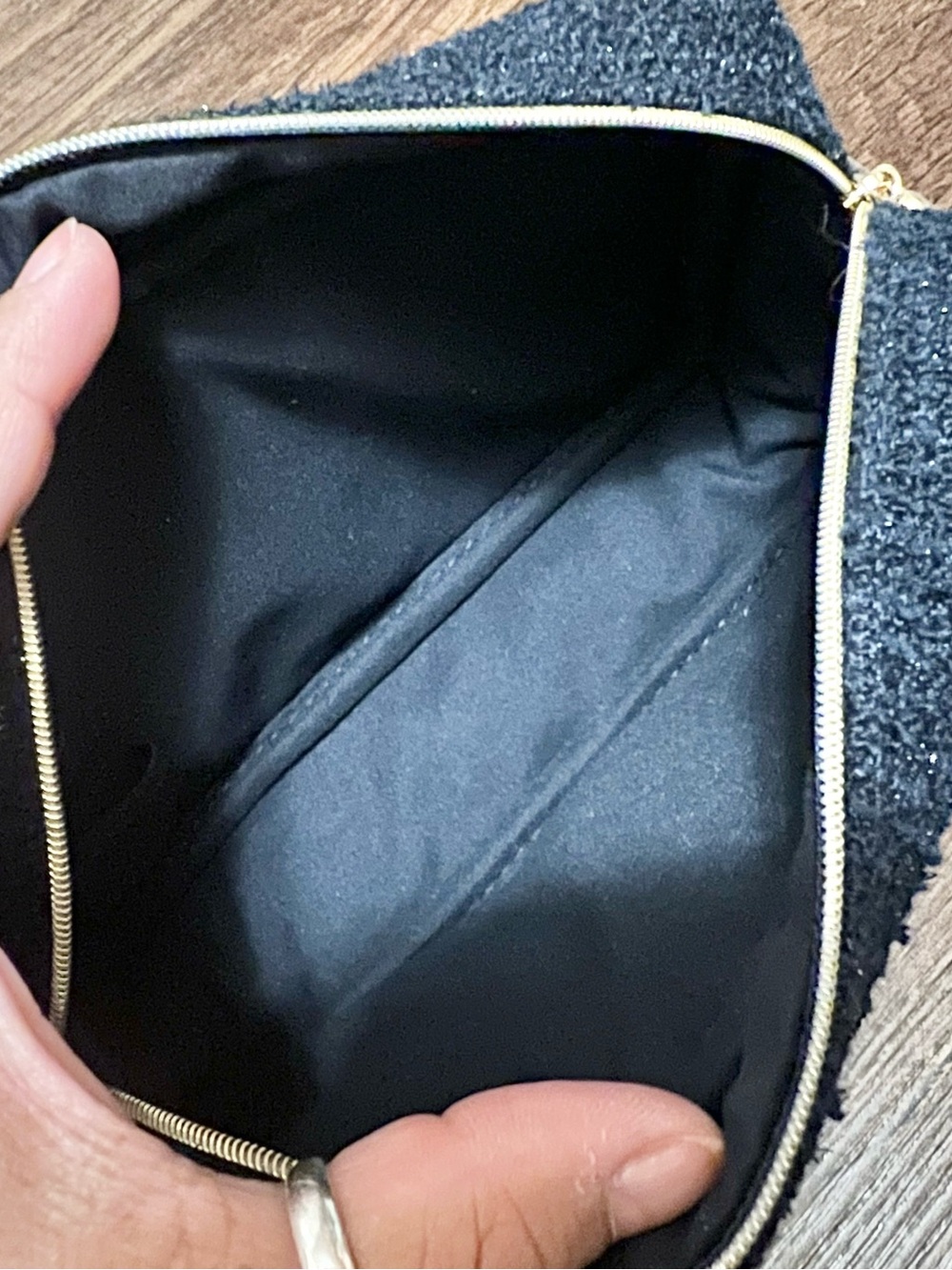 CHANEL Black Tweed Beauté Cosmetic Pouch with Gold Logo - Picture 4 of 5